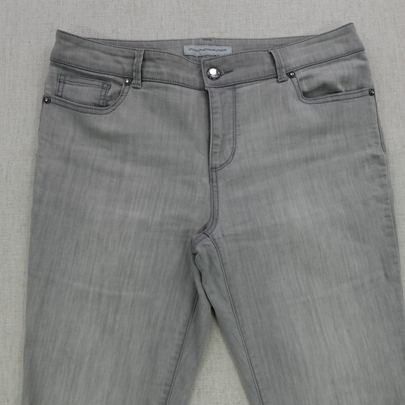 Chicos Platinum Jeans Size 1 Gray faded wash Bootcut Mid Rise Stretch Rhinestone - Picture 5 of 13